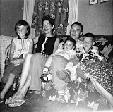 Clark Dooley, Jr. and wife Doris with daughters Rosanne and Denise and son, Robert, circa 1962.  Taken in their Philadelphia home.